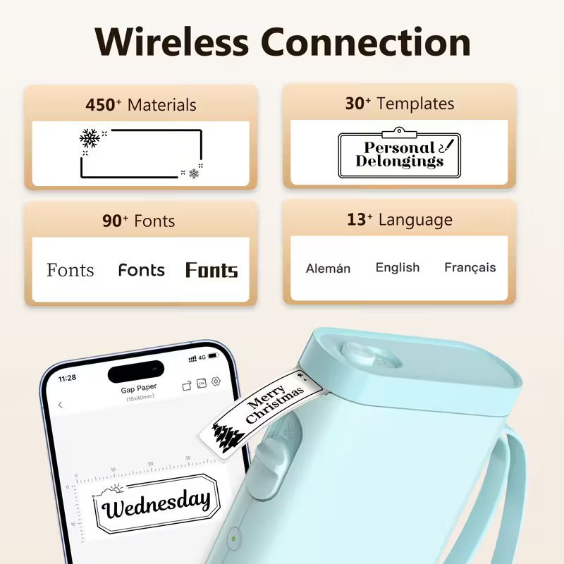 P21 Wireless Thermal Label Maker – Portable USB Printer with Paper Roll, Rechargeable & Ink - Free - thewrightstore
