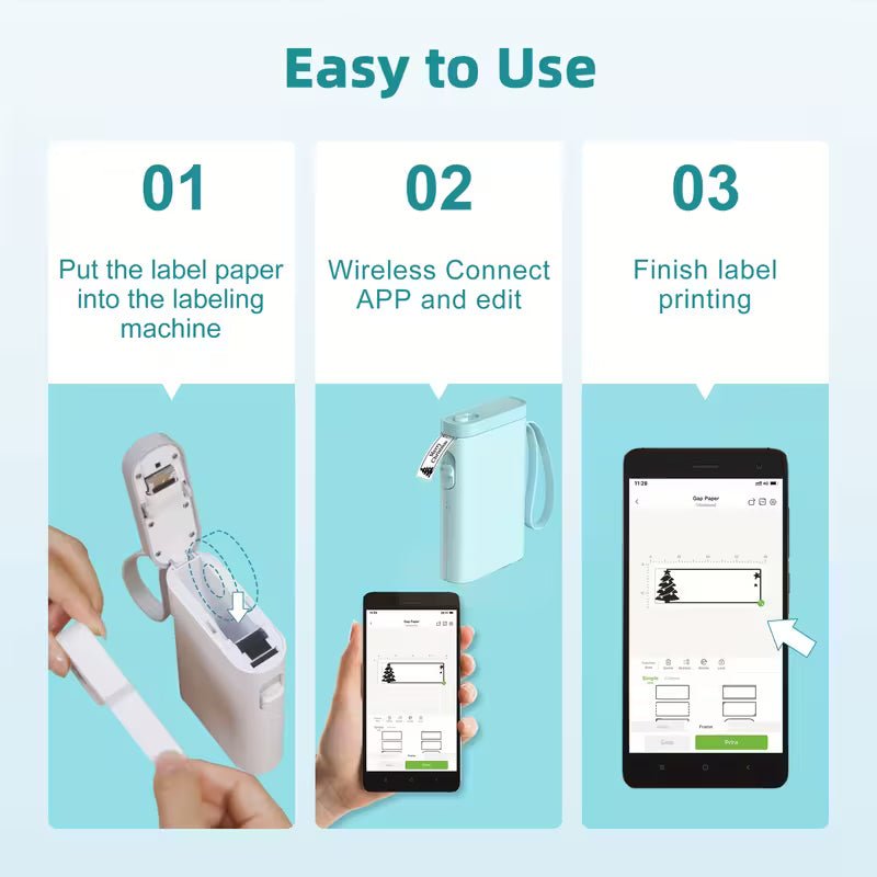 P21 Wireless Thermal Label Maker – Portable USB Printer with Paper Roll, Rechargeable & Ink - Free - thewrightstore