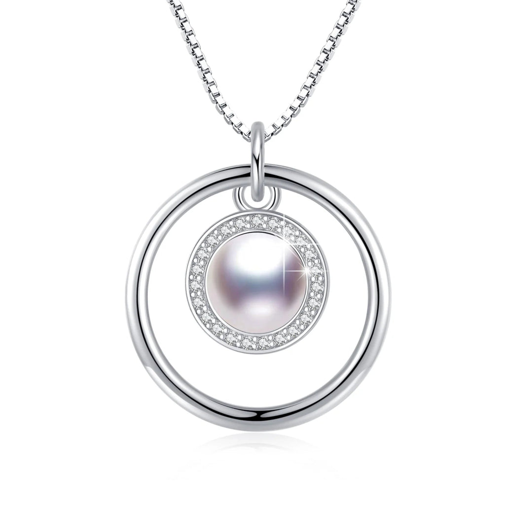 Pearl Necklace 925 Sterling Silver Pendant Necklaces Birthday Xmas Gift Jewelry for Women Mom Daughter Niece - thewrightstore