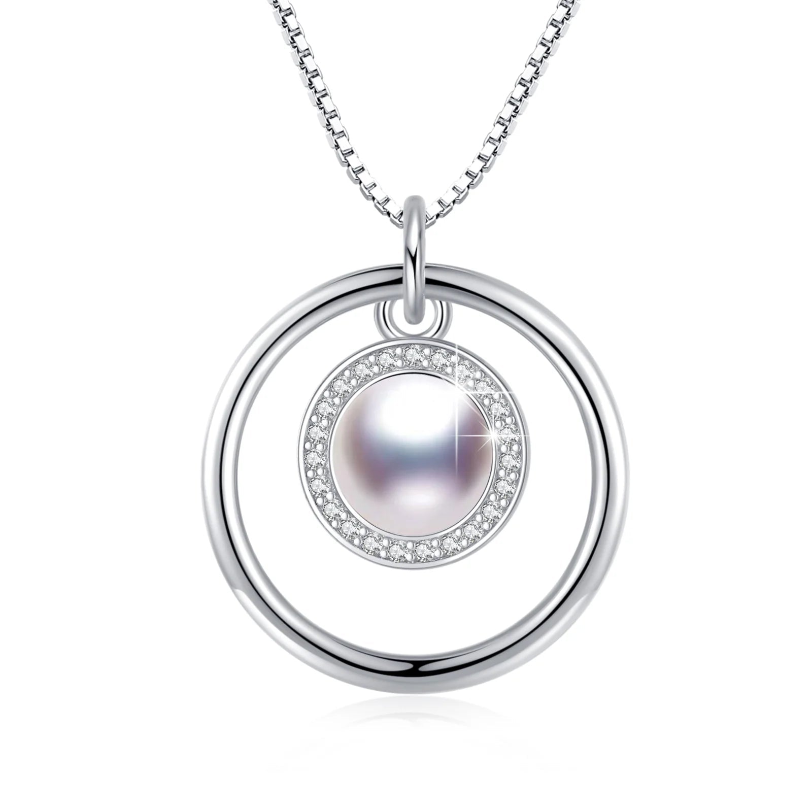 Pearl Necklace 925 Sterling Silver Pendant Necklaces Birthday Xmas Gift Jewelry for Women Mom Daughter Niece - thewrightstore