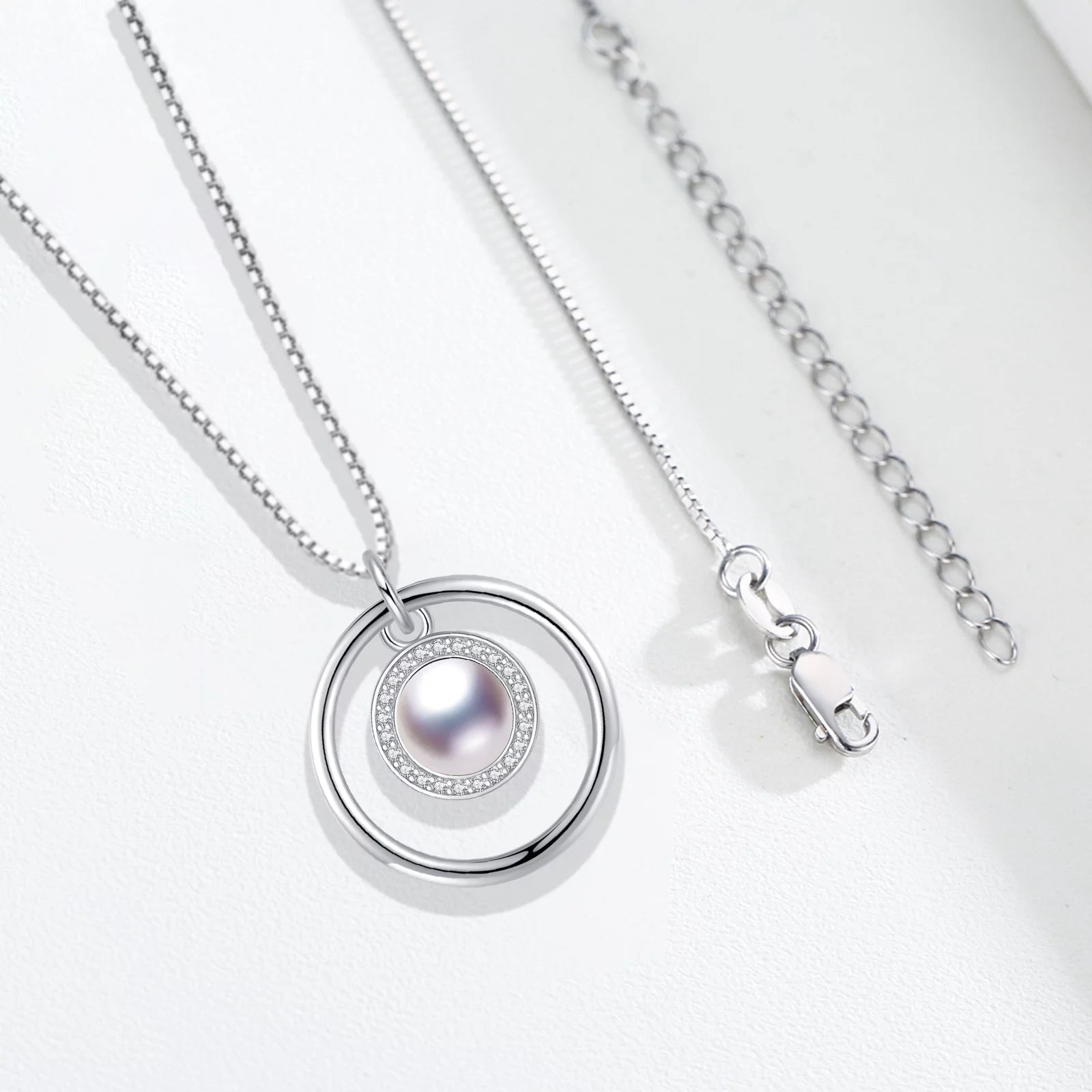 Pearl Necklace 925 Sterling Silver Pendant Necklaces Birthday Xmas Gift Jewelry for Women Mom Daughter Niece - thewrightstore