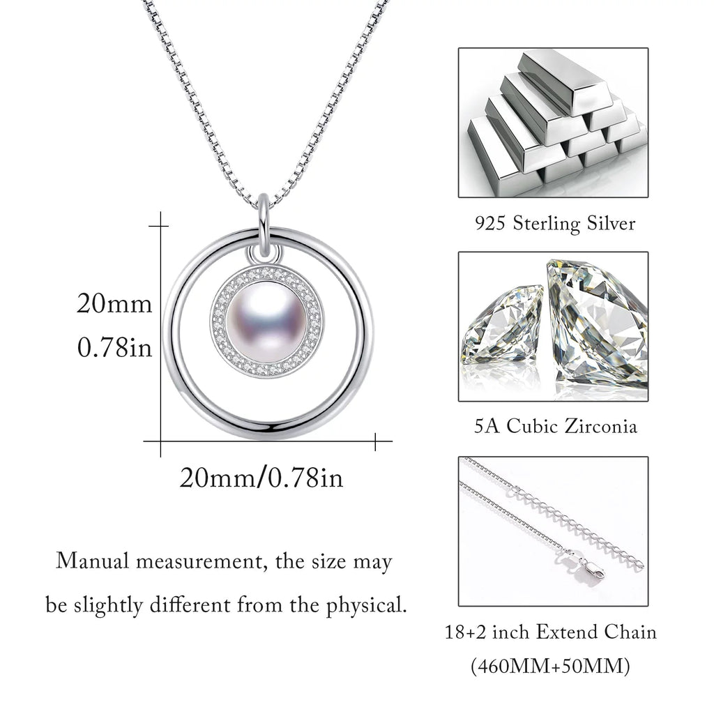 Pearl Necklace 925 Sterling Silver Pendant Necklaces Birthday Xmas Gift Jewelry for Women Mom Daughter Niece - thewrightstore
