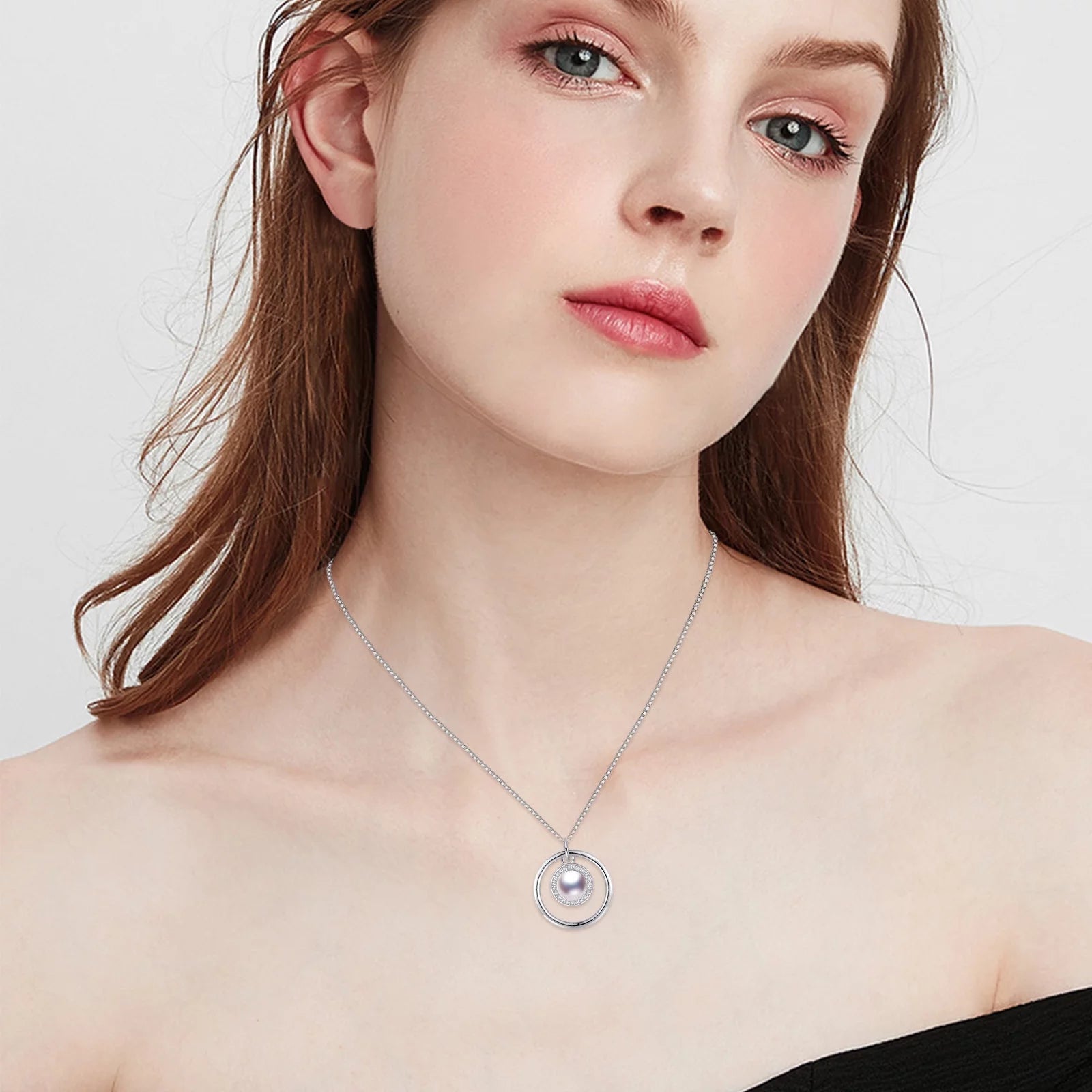 Pearl Necklace 925 Sterling Silver Pendant Necklaces Birthday Xmas Gift Jewelry for Women Mom Daughter Niece - thewrightstore