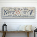 Personalized Coordinates Canvas Ski Lodge Sign - Family Name Cabin Decor - thewrightstore