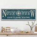 Personalized Coordinates Compass Rose Canvas Sign - thewrightstore