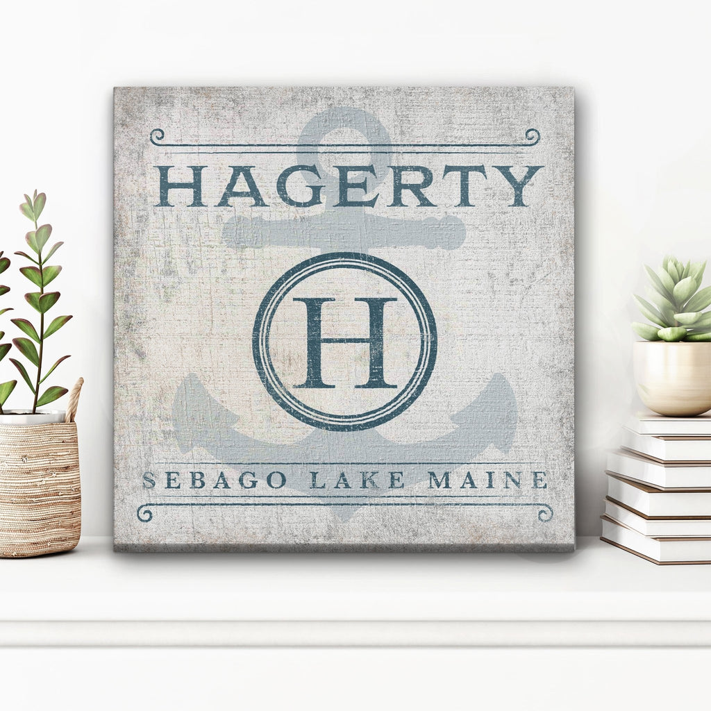 Personalized Family Name & Anchor Monogram Canvas Decor - thewrightstore