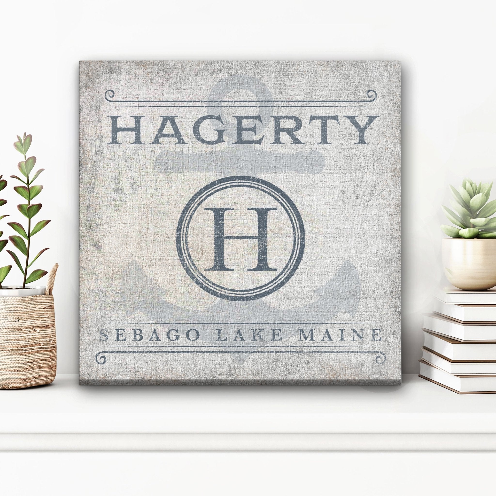 Personalized Family Name & Anchor Monogram Canvas Decor - thewrightstore