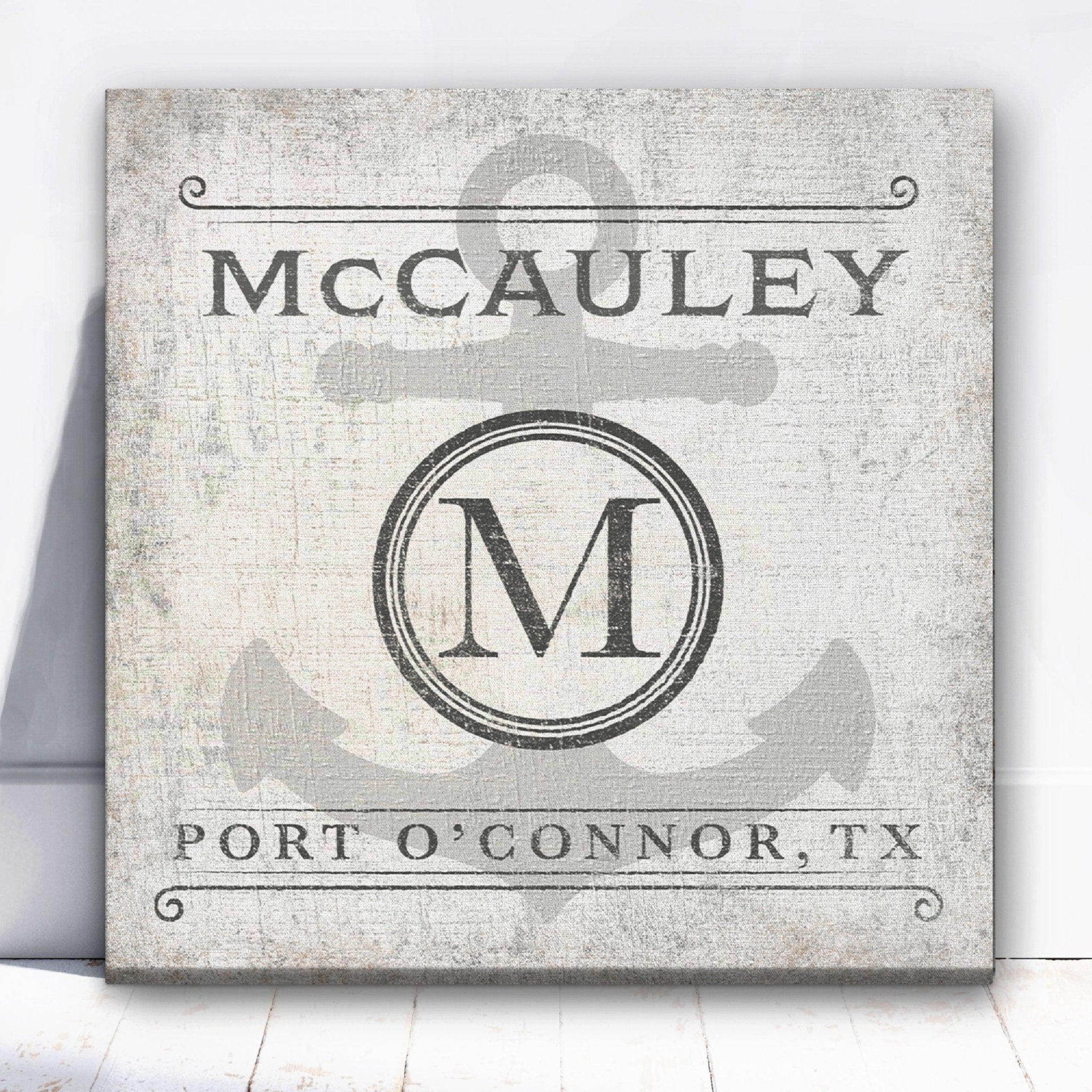 Personalized Family Name & Anchor Monogram Canvas Decor - thewrightstore