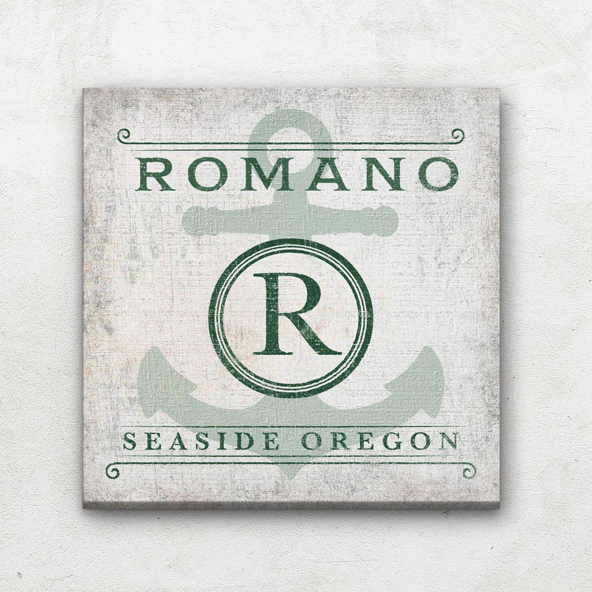 Personalized Family Name & Anchor Monogram Canvas Decor - thewrightstore