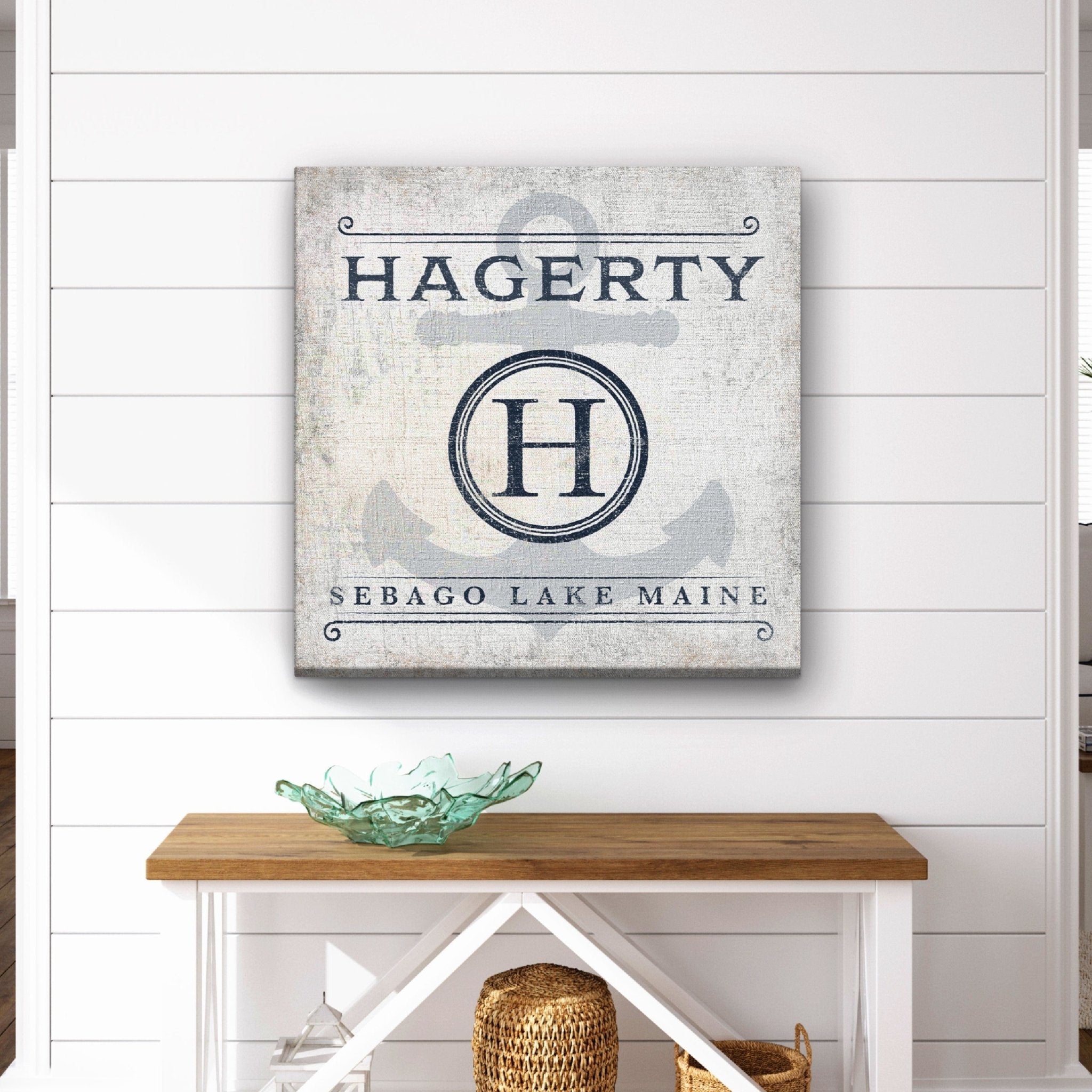 Personalized Family Name & Anchor Monogram Canvas Decor - thewrightstore
