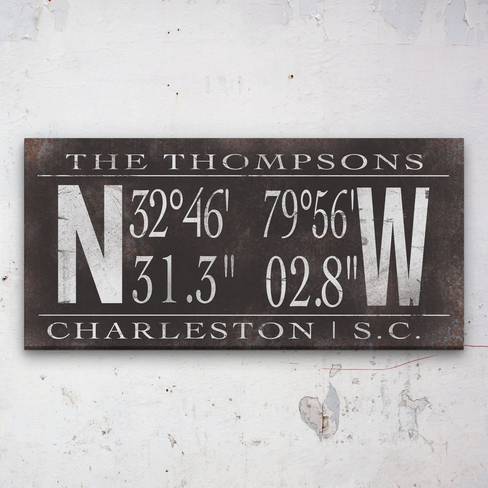 Personalized Family Name Latitude Longitude Coordinates Canvas Wall Decor - thewrightstore