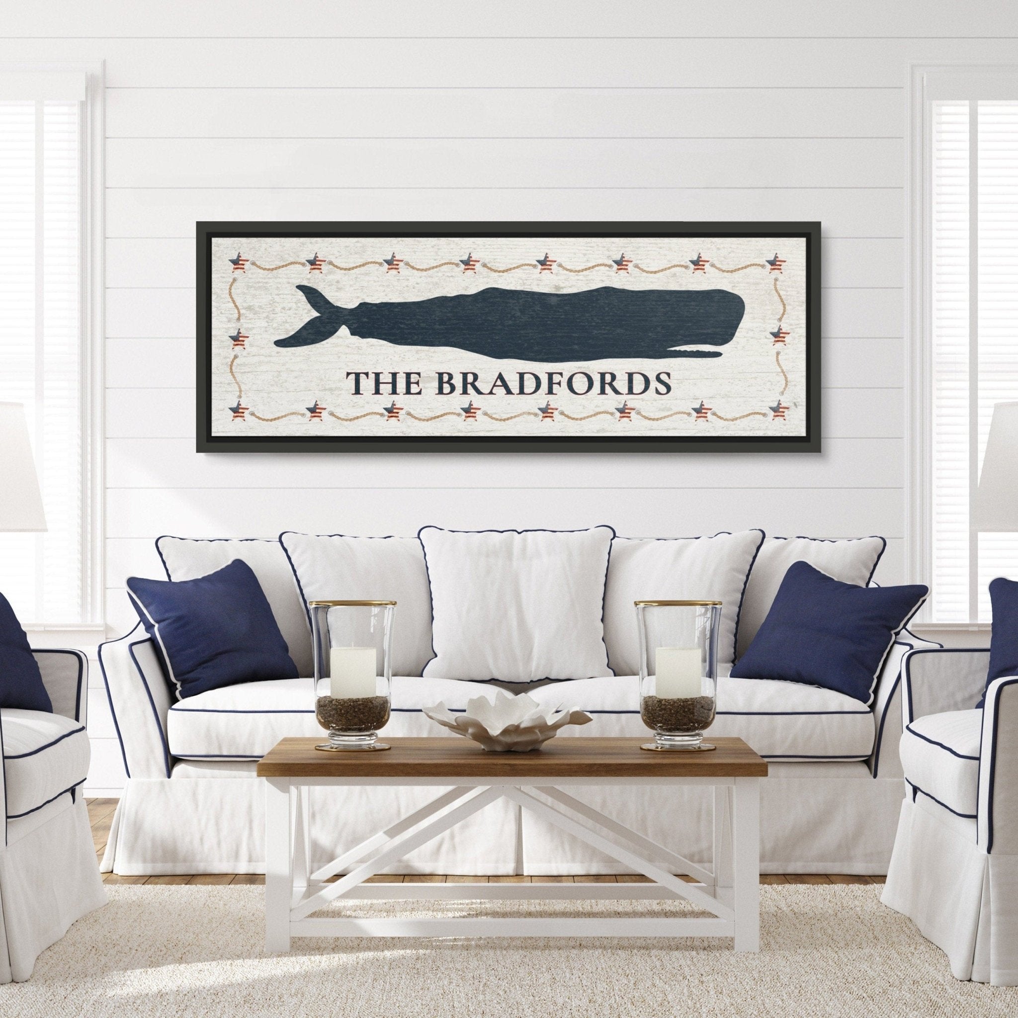 Personalized Framed Whale Canvas Sign - thewrightstore