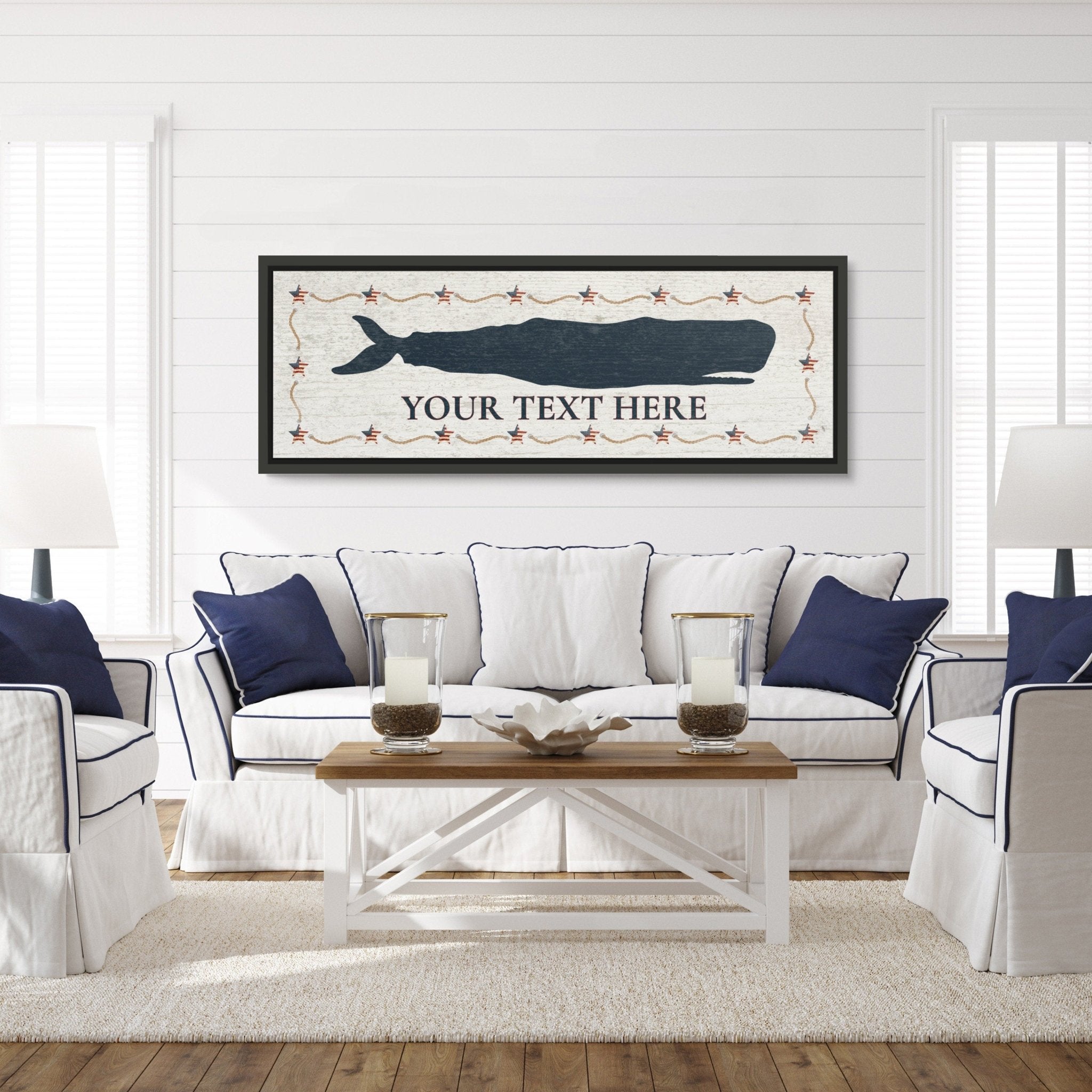 Personalized Framed Whale Canvas Sign - thewrightstore