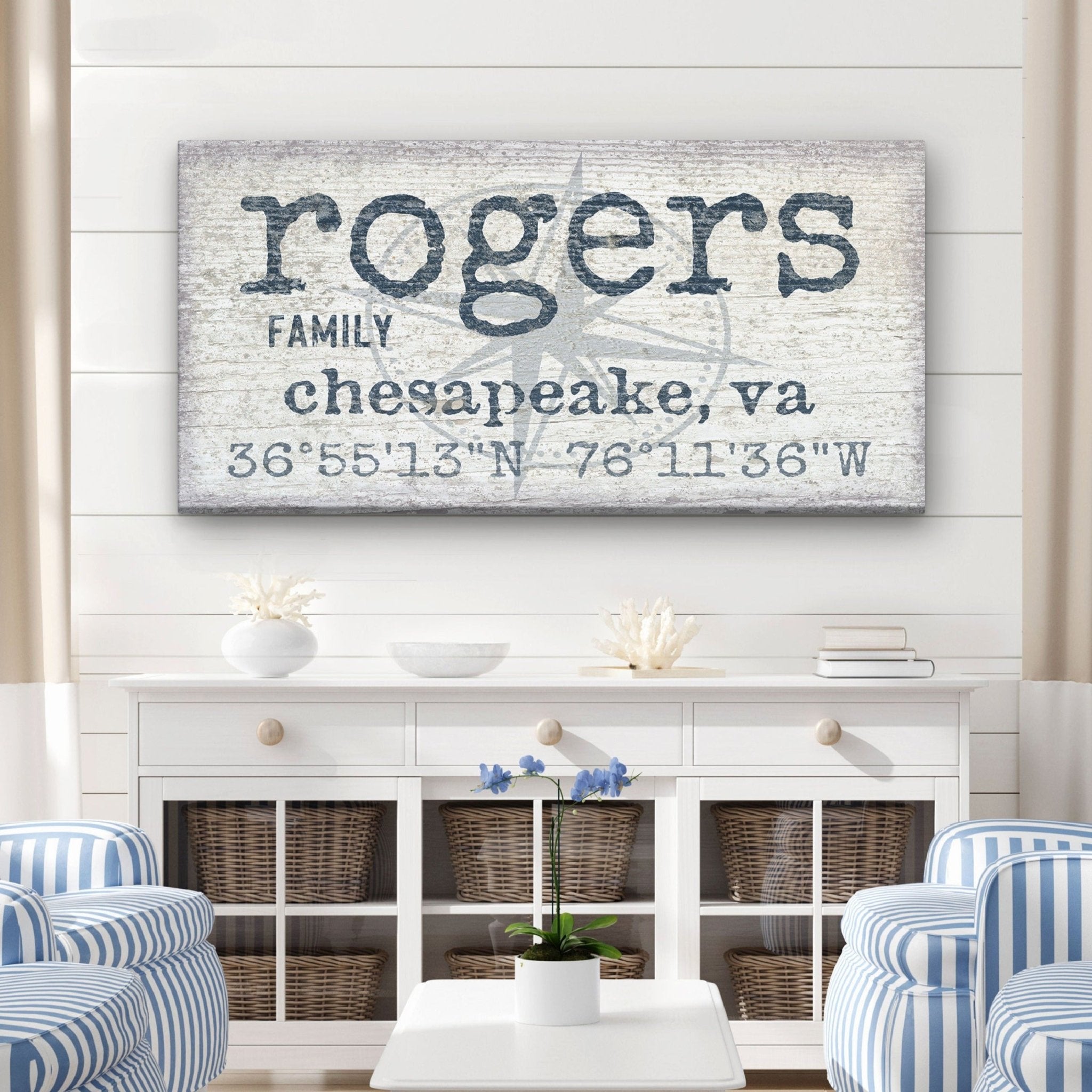 Personalized Home Name Coordinates Canvas Sign - thewrightstore