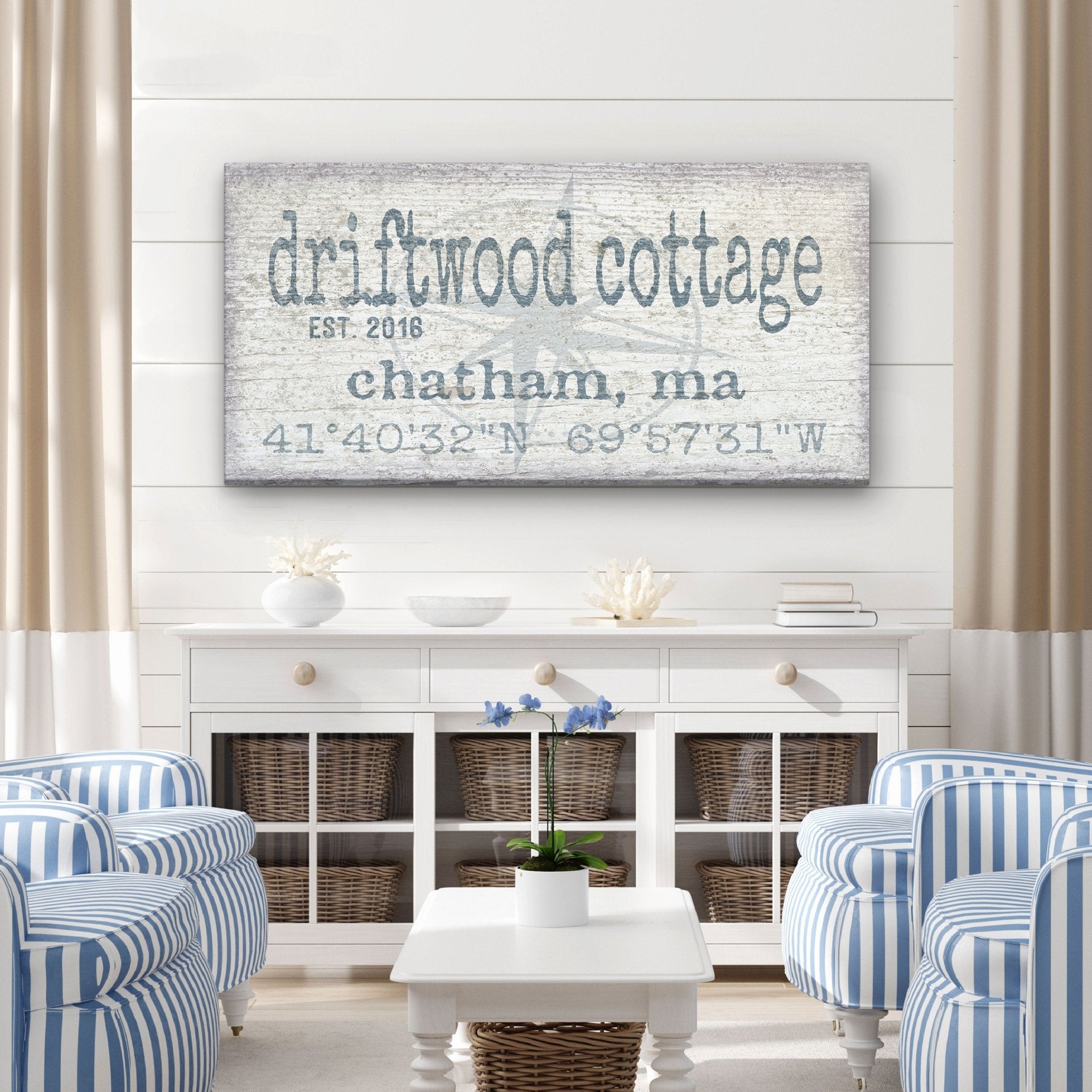 Personalized Home Name Coordinates Canvas Sign - thewrightstore