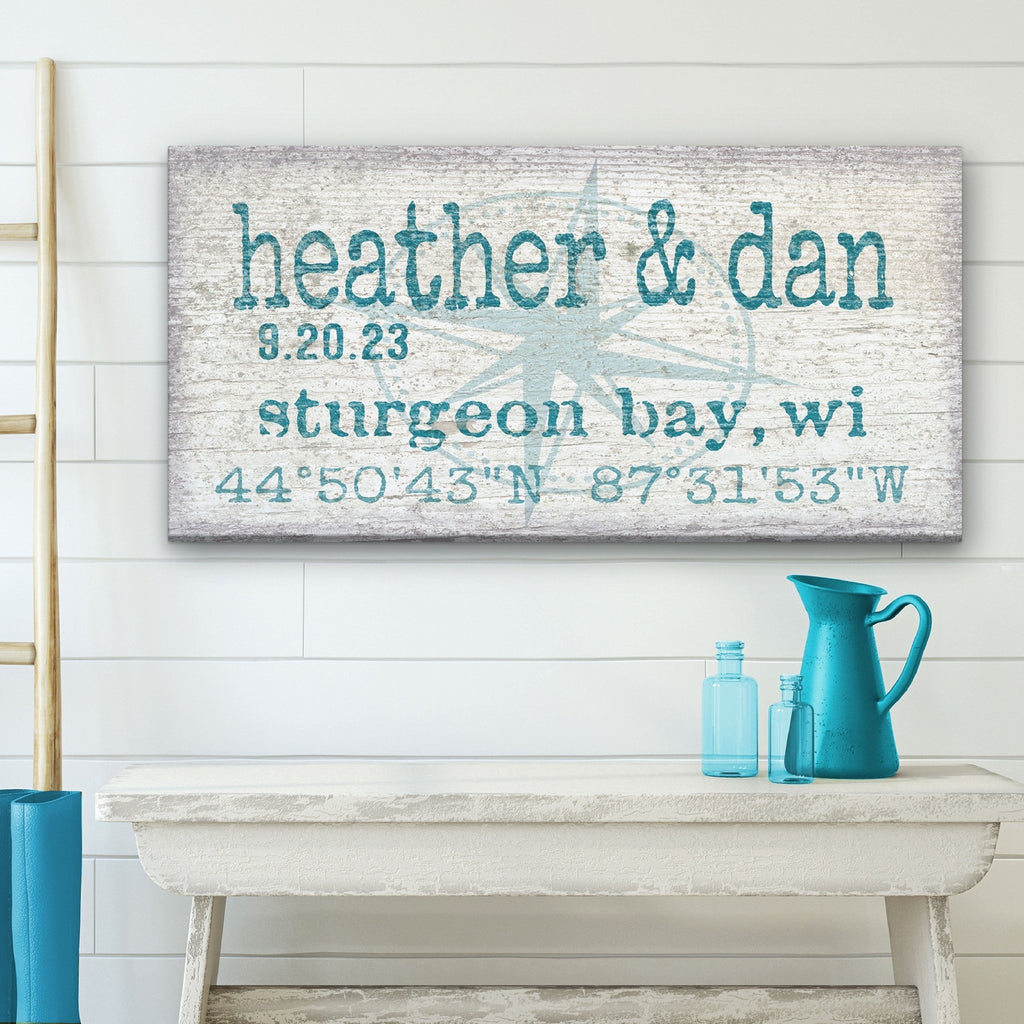 Personalized Home Name Coordinates Canvas Sign - thewrightstore