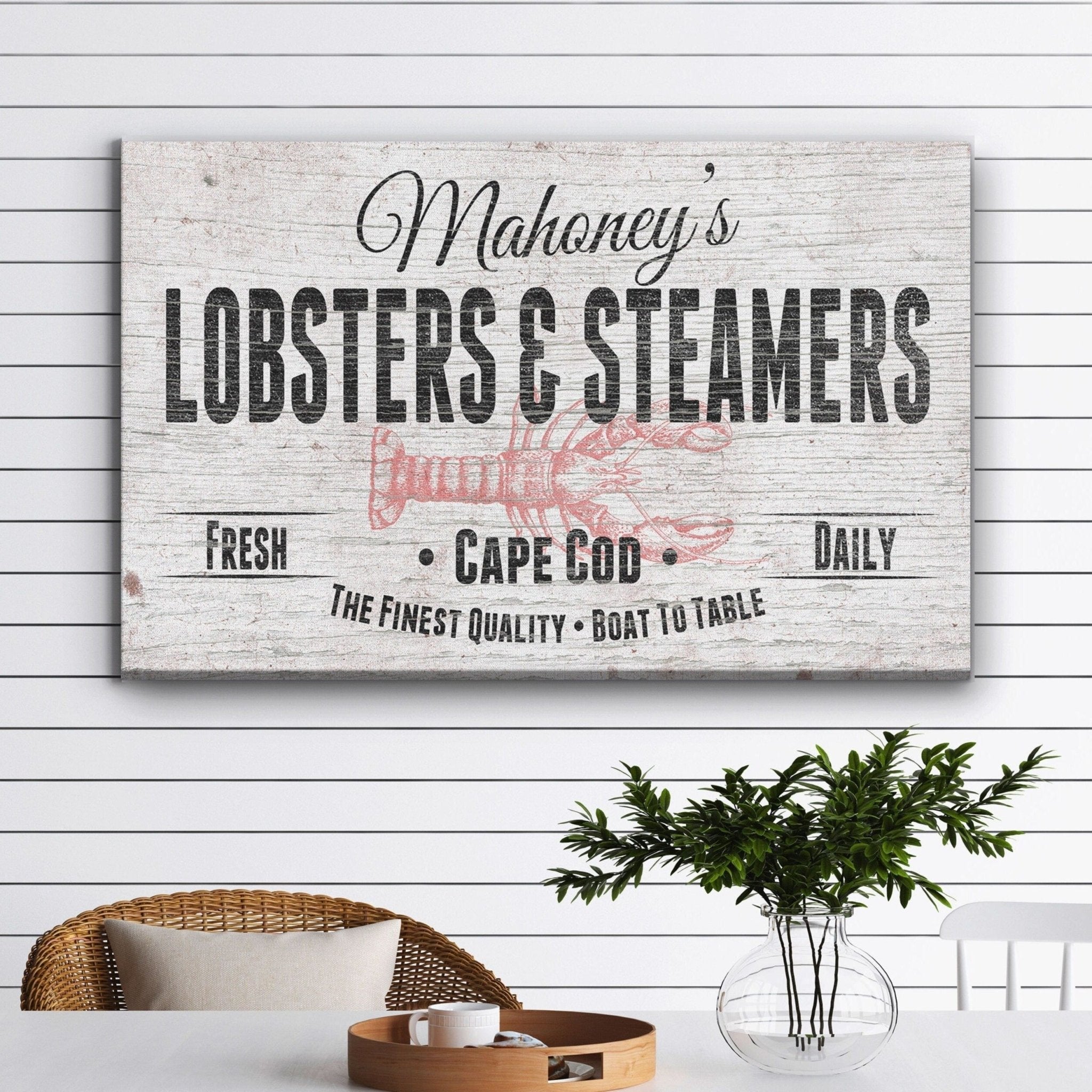 Personalized Lobster & Steamers Restaurant Canvas Sign - thewrightstore