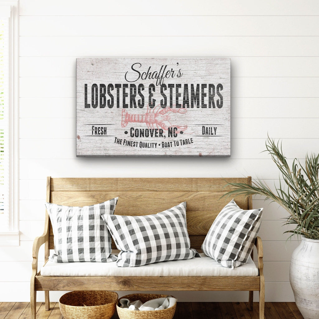 Personalized Lobster & Steamers Restaurant Canvas Sign - thewrightstore
