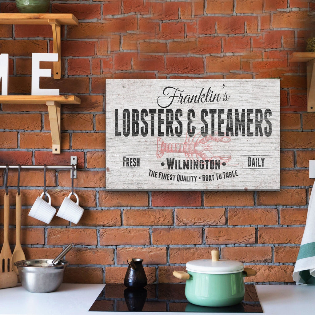 Personalized Lobster & Steamers Restaurant Canvas Sign - thewrightstore