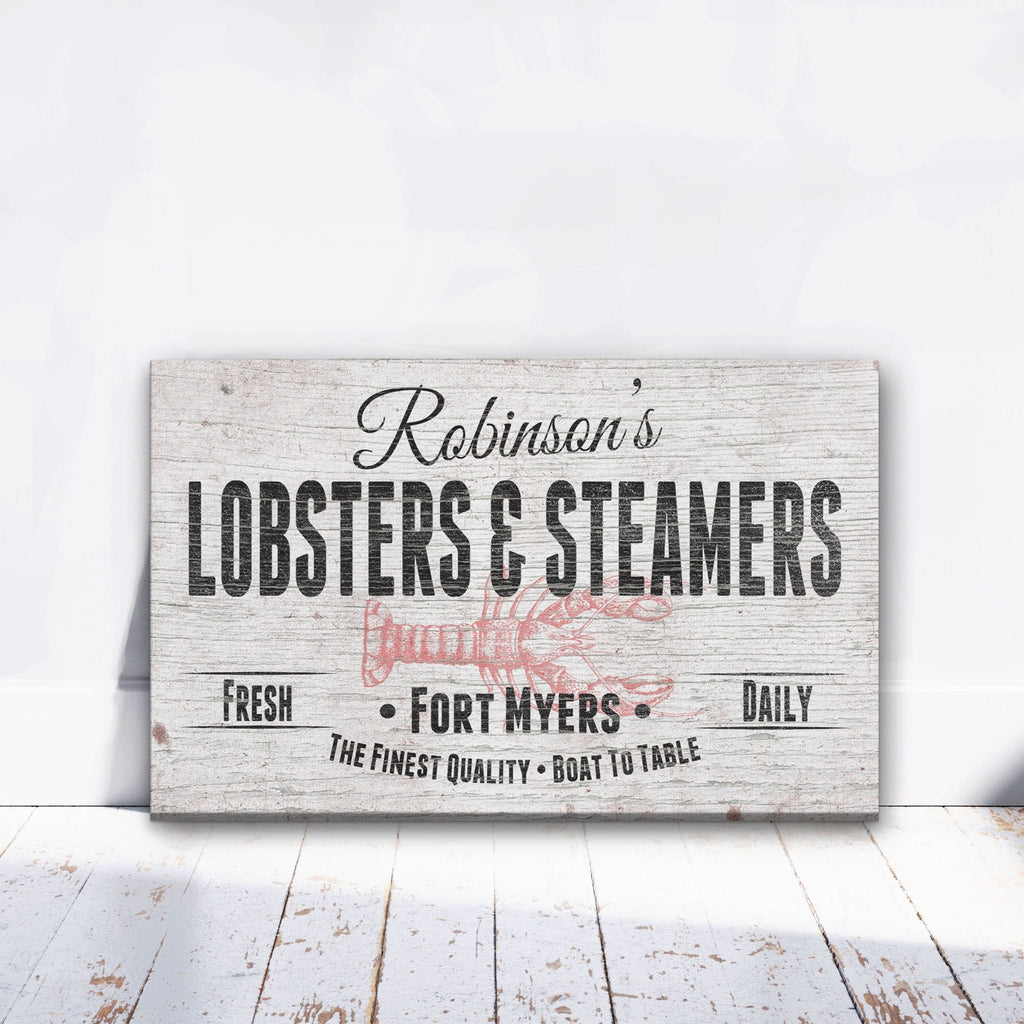 Personalized Lobster & Steamers Restaurant Canvas Sign - thewrightstore