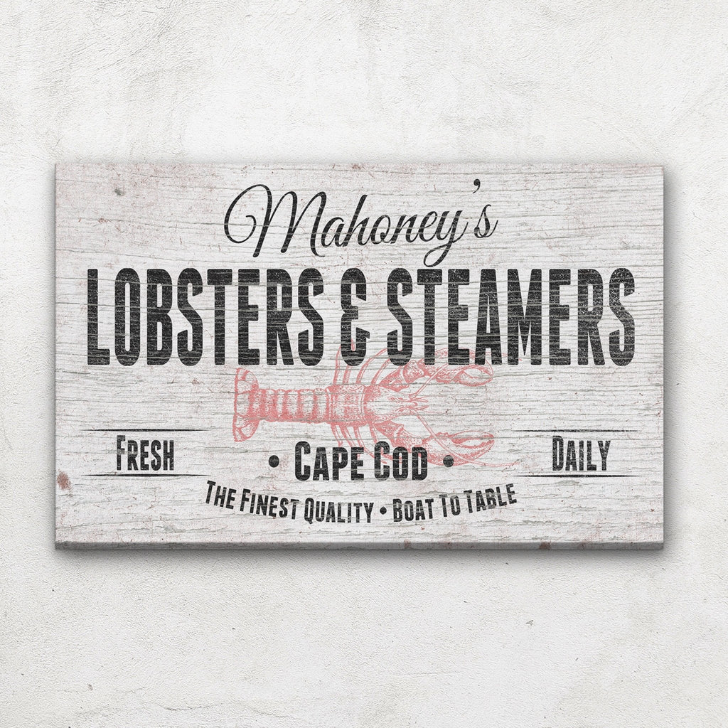Personalized Lobster & Steamers Restaurant Canvas Sign - thewrightstore