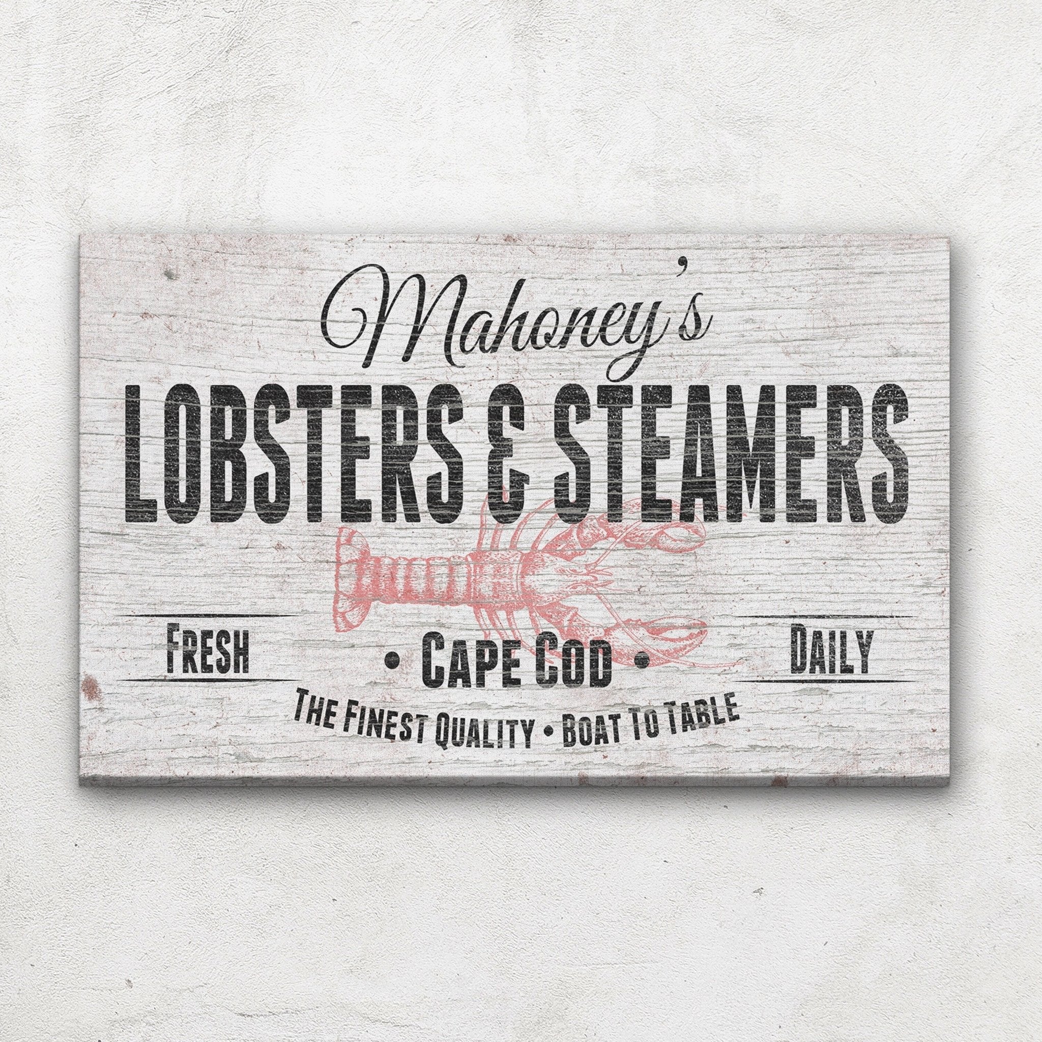 Personalized Lobster & Steamers Restaurant Canvas Sign - thewrightstore