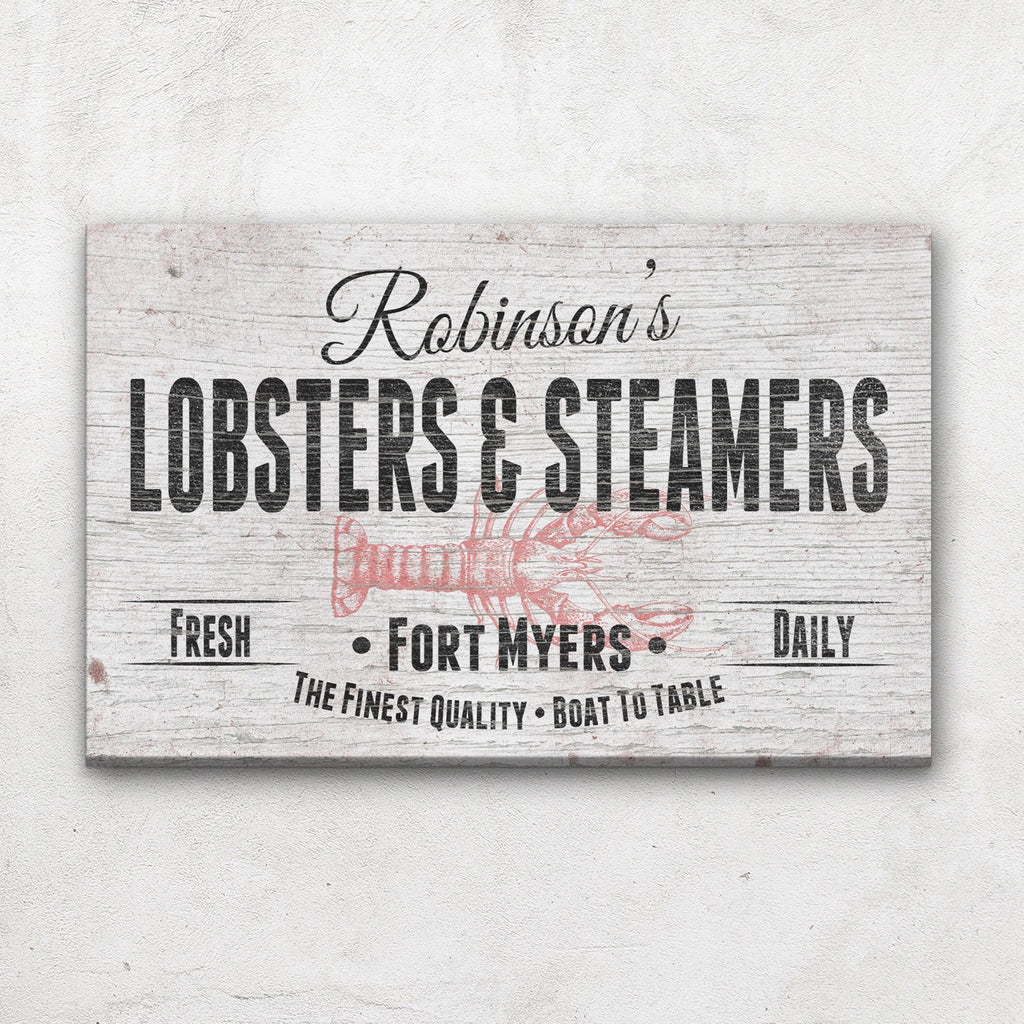 Personalized Lobster & Steamers Restaurant Canvas Sign - thewrightstore