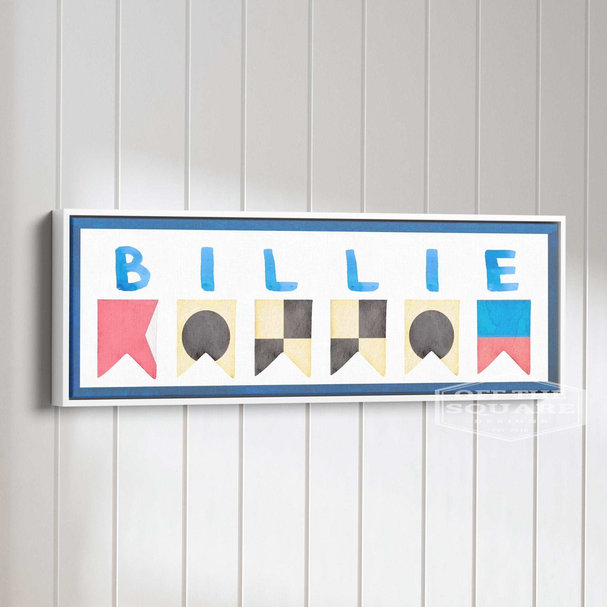 Personalized Nautical Flag Kid's Name Framed Canvas Print - thewrightstore