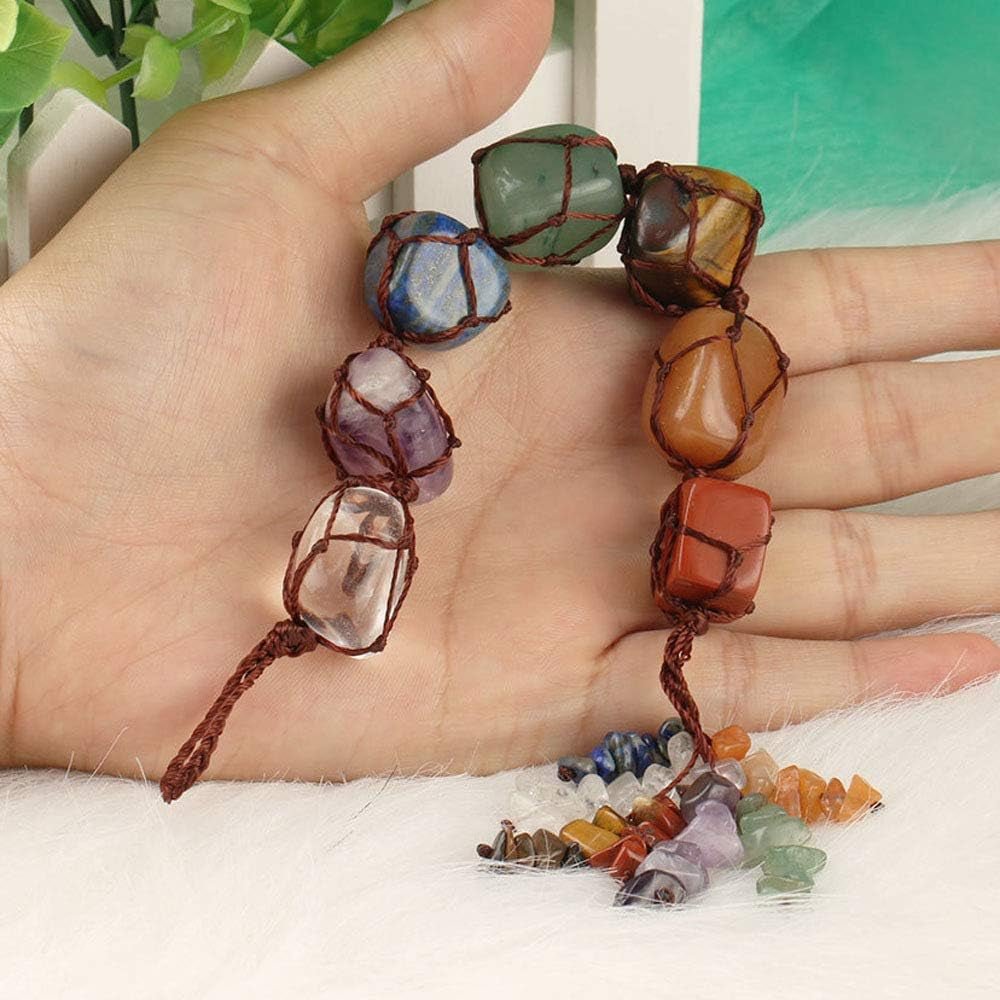 Pinklife 1PCS 7 Chakra Car Ornament - Gemstone Reiki Healing Crystal Tassel Wall Hanger for Spiritual Meditation, Window Decoration, and Feng Shui Good Luck in Yoga Practices - thewrightstore