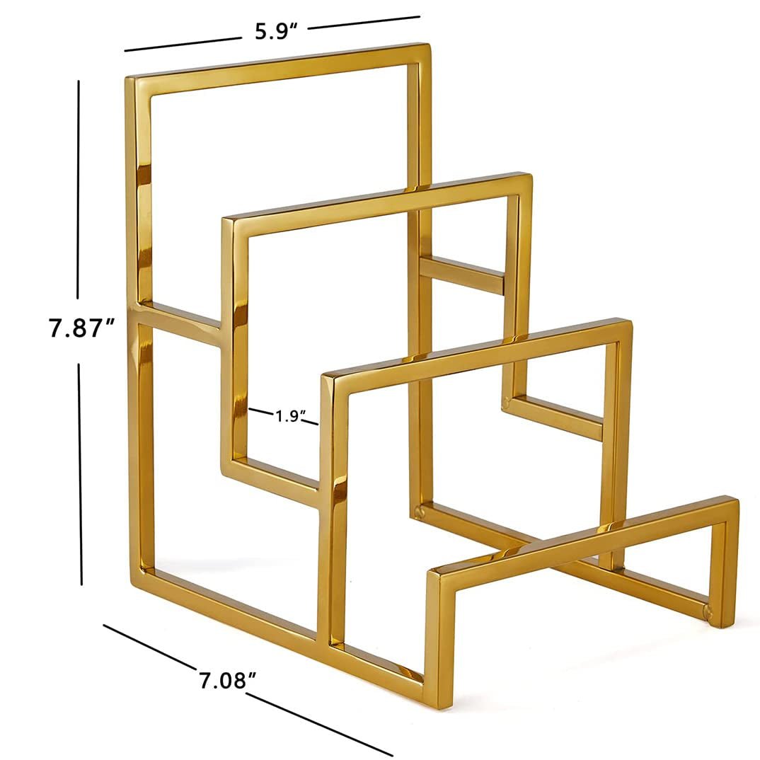 Polished Gold 3-Tier Metal Wallet Display Rack for Retail Stores - thewrightstore