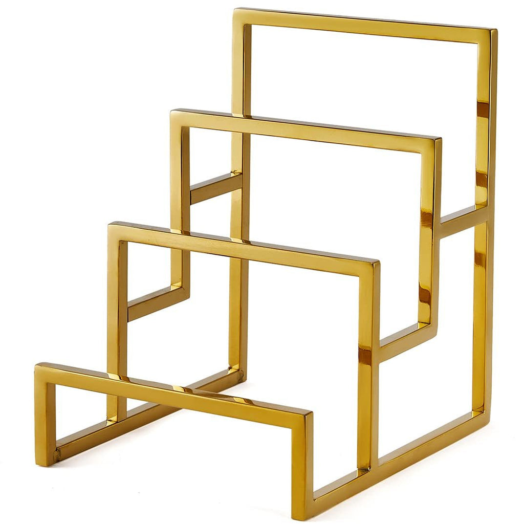 Polished Gold 3-Tier Metal Wallet Display Rack for Retail Stores - thewrightstore