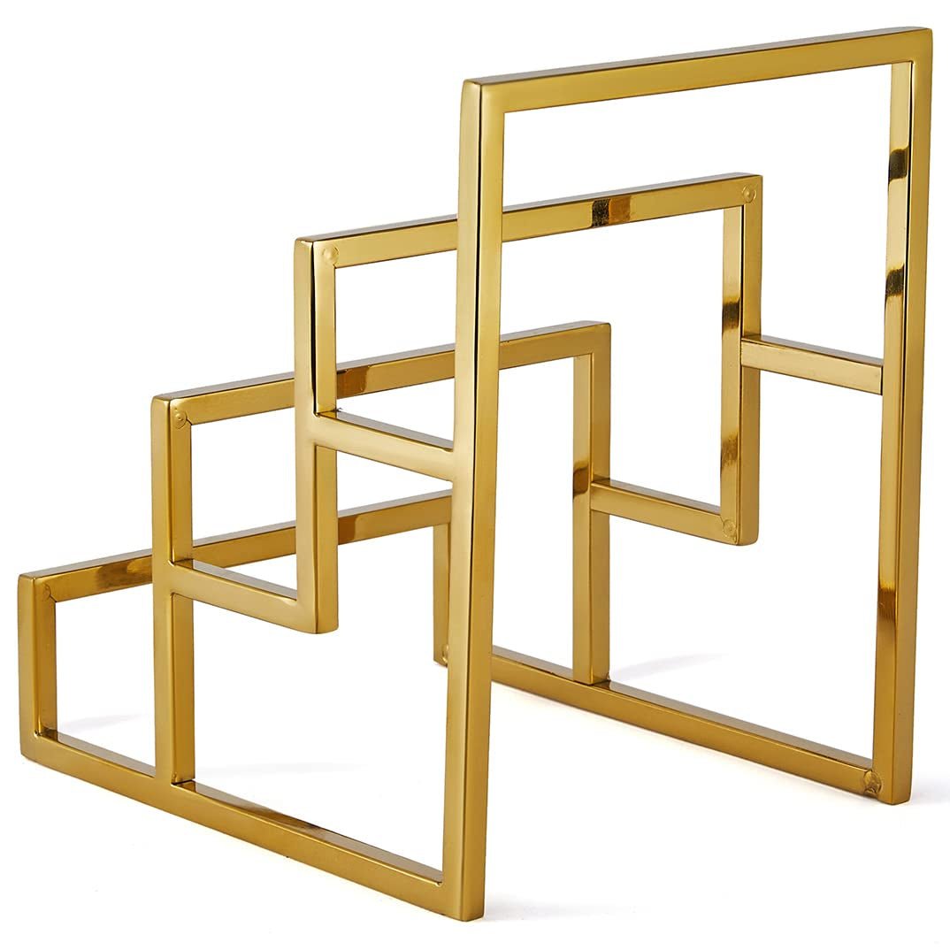 Polished Gold 3-Tier Metal Wallet Display Rack for Retail Stores - thewrightstore