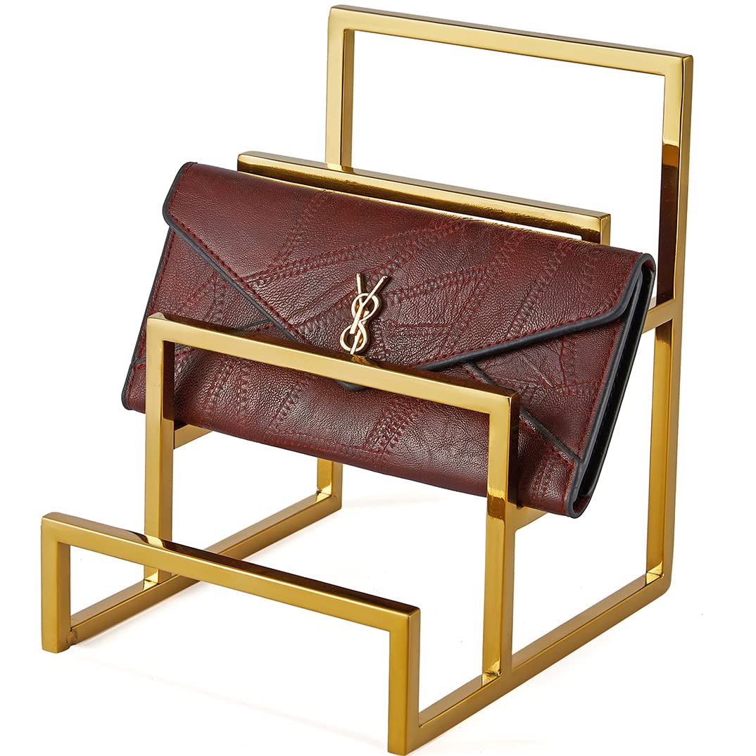 Polished Gold 3-Tier Metal Wallet Display Rack for Retail Stores - thewrightstore