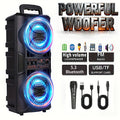 Portable Bluetooth Speaker with Subwoofer Bass, Dual 6.5" LED Woofers and Microphone - thewrightstore