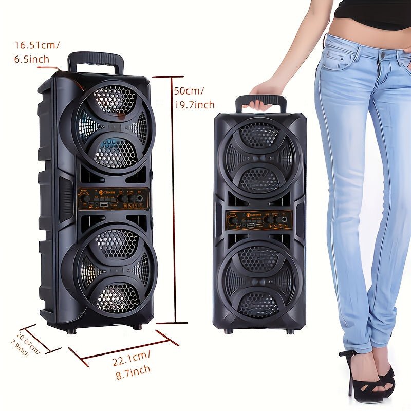 Portable Bluetooth Speaker with Subwoofer Bass, Dual 6.5" LED Woofers and Microphone - thewrightstore