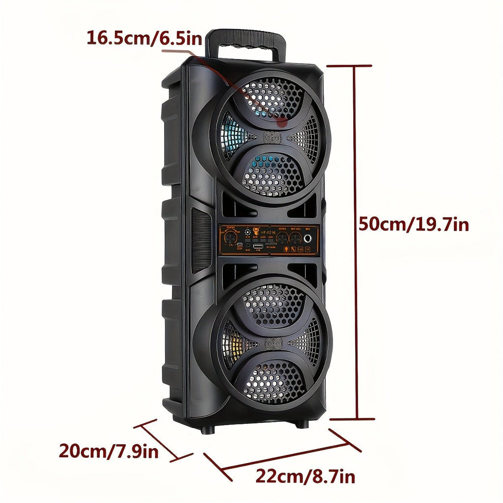 Portable Bluetooth Speaker with Subwoofer Bass, Dual 6.5" LED Woofers and Microphone - thewrightstore