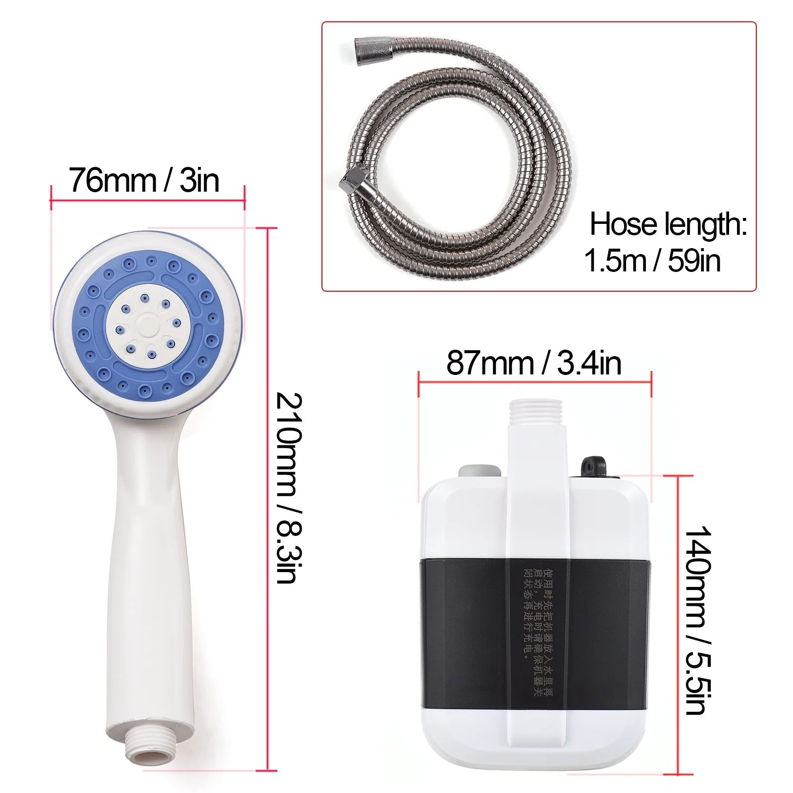 Portable Camping Shower Outdoor USB Rechargeable Electric Shower Pump for Camping Car Washing Gardening Pet Cleaning - thewrightstore