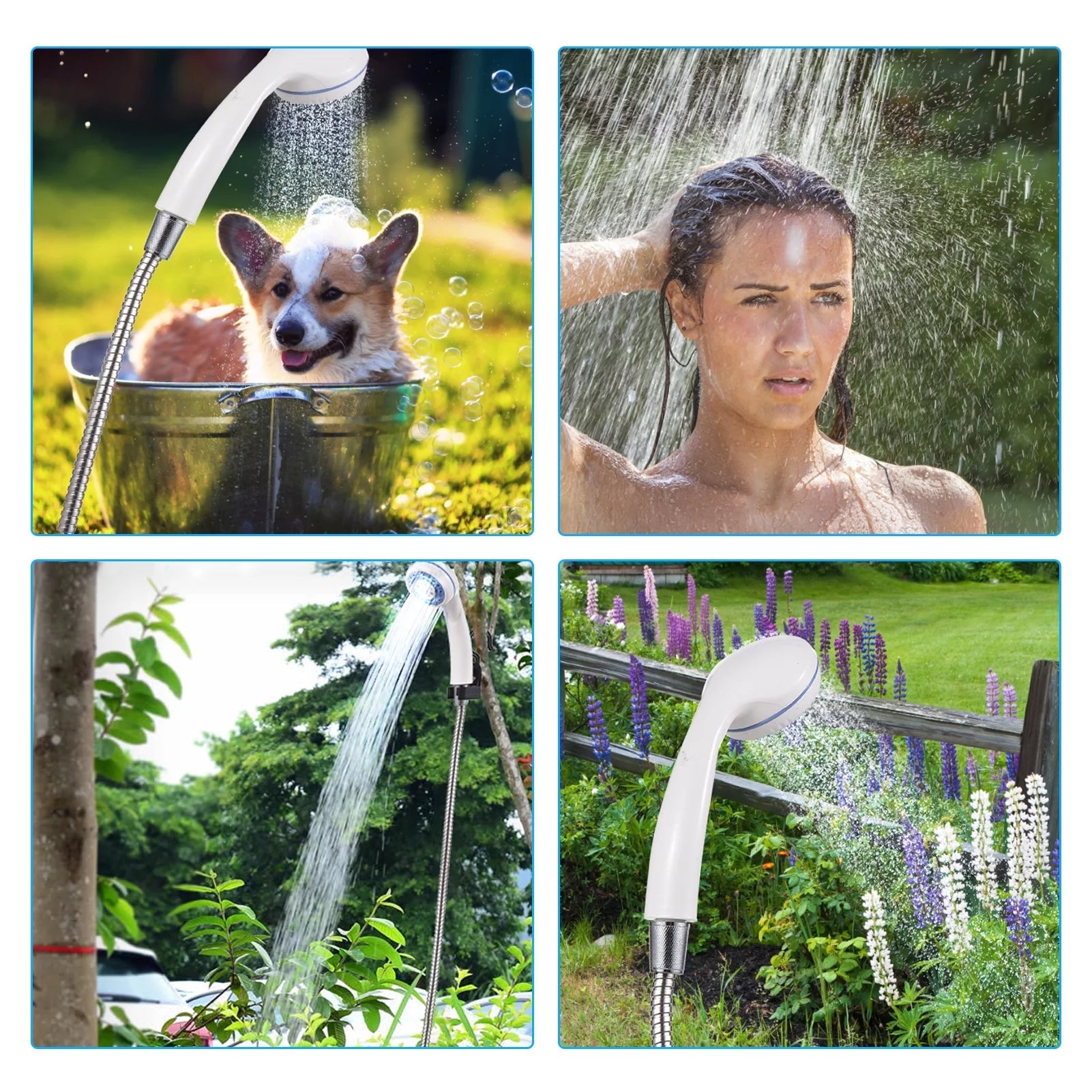 Portable Camping Shower Outdoor USB Rechargeable Electric Shower Pump for Camping Car Washing Gardening Pet Cleaning - thewrightstore