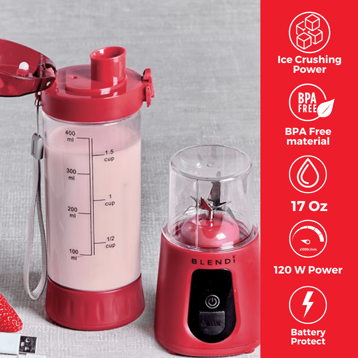 Pro+ Ice Crushing Portable Blender (17oz) - thewrightstore