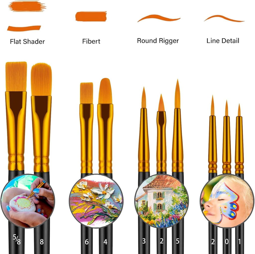 Professional Paint Brush Set - 30 Pieces for Acrylic, Oil, and Watercolor Painting - Versatile Artist Brushes for Body, Face, Rock, and Canvas - Ideal for Adult Art and Craft Projects - Black - thewrightstore