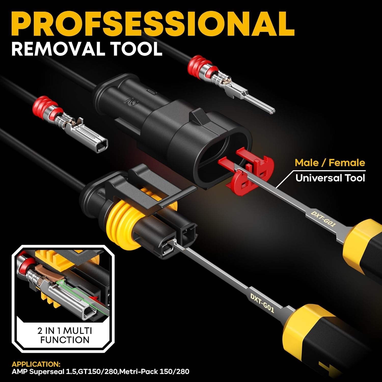 Professional Waterproof Automotive Electrical Connector Crimping Tool Kit with 1/2/3/4 Pin Plugs, Ratchet Crimper for 24–14 AWG Wires, Including Removal Tools for Car, Truck, RV, and Boat Wiring Harnesses - thewrightstore