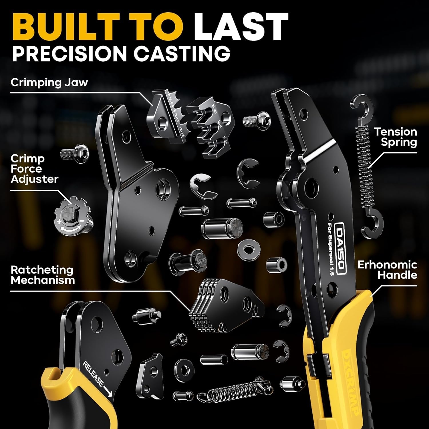 Professional Waterproof Automotive Electrical Connector Crimping Tool Kit with 1/2/3/4 Pin Plugs, Ratchet Crimper for 24–14 AWG Wires, Including Removal Tools for Car, Truck, RV, and Boat Wiring Harnesses - thewrightstore