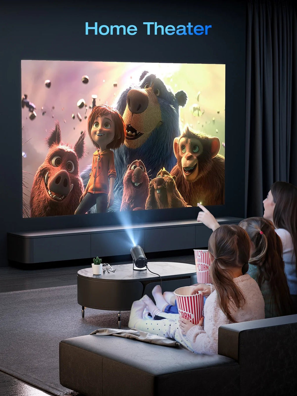 Projector 4K 1080P Support, Mini Projector Smart for Movie Projection Compatible with Phone - Black - thewrightstore