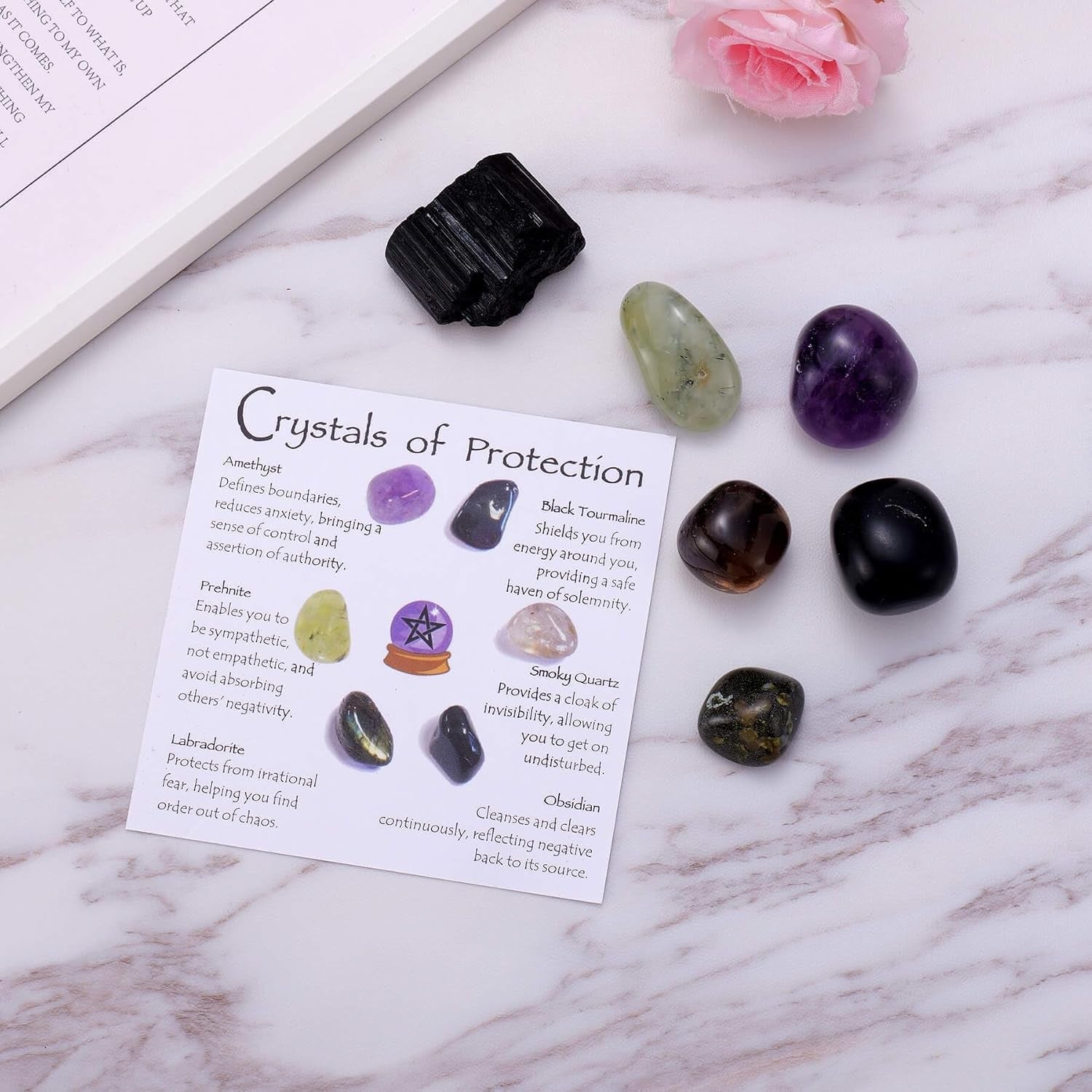 Protection Crystal Set for Shielding Negativity and Spiritual Defense - Healing Stones for Energy Cleansing and Thoughtful Gifts for Loved Ones - thewrightstore