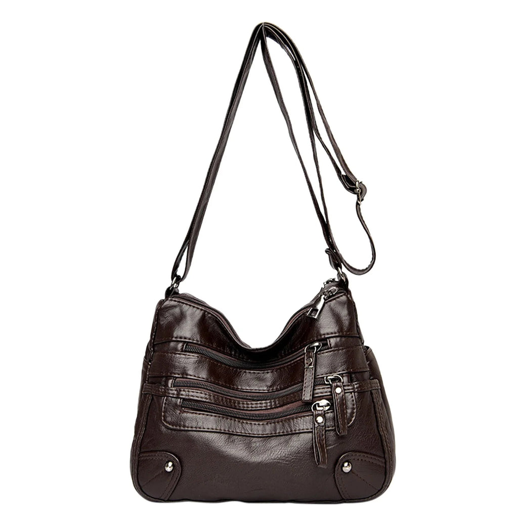 Purse for Women Soft PU Leather Multi Pockets Crossbody Shoulder Bag Lightweight Handbags Pocketbook - thewrightstore