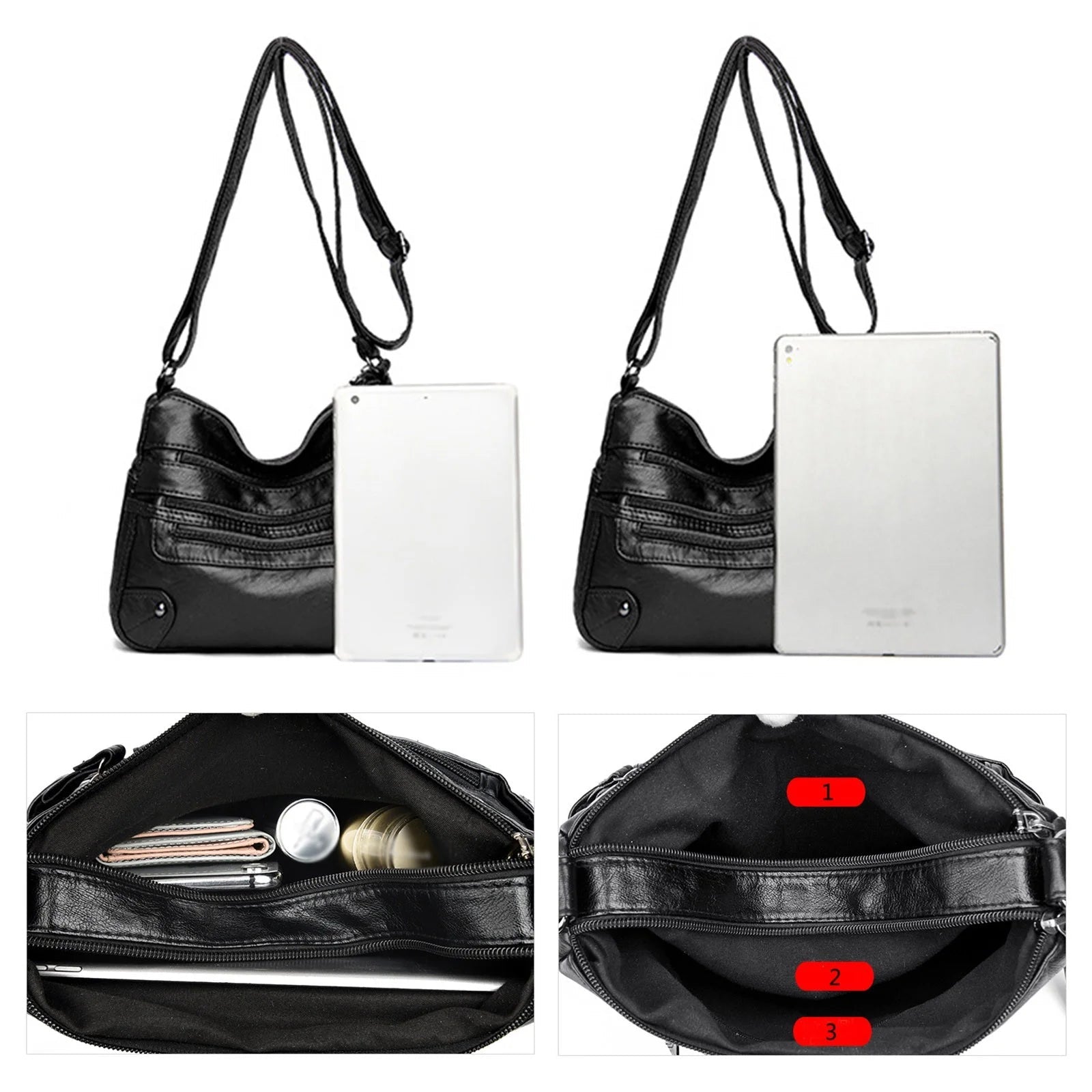 Purse for Women Soft PU Leather Multi Pockets Crossbody Shoulder Bag Lightweight Handbags Pocketbook - thewrightstore