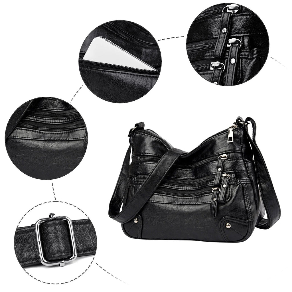 Purse for Women Soft PU Leather Multi Pockets Crossbody Shoulder Bag Lightweight Handbags Pocketbook - thewrightstore