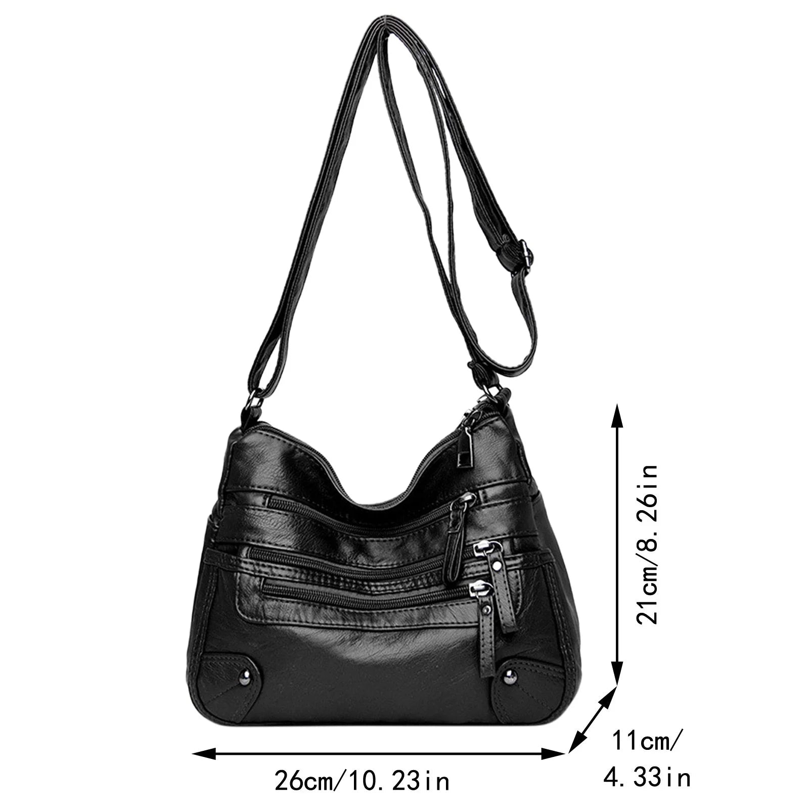 Purse for Women Soft PU Leather Multi Pockets Crossbody Shoulder Bag Lightweight Handbags Pocketbook - thewrightstore