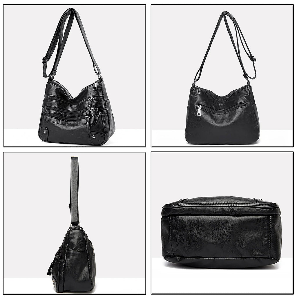 Purse for Women Soft PU Leather Multi Pockets Crossbody Shoulder Bag Lightweight Handbags Pocketbook - thewrightstore