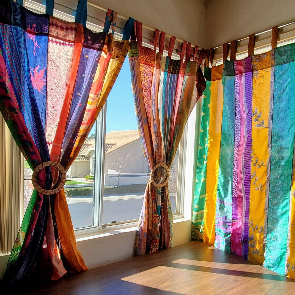 Rainbow Oasis Drapes – Upcycled Boho Curtains - thewrightstore